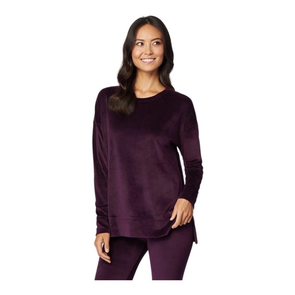 32 DEGREES Ladies' Crewneck Drop Shoulder Velour Pullover - Picture 1 of 3